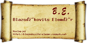 Blazsékovits Elemér névjegykártya